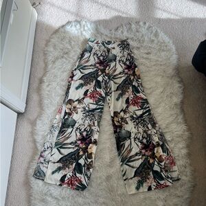 Print Slit Wide Leg Satin Pants Size Medium